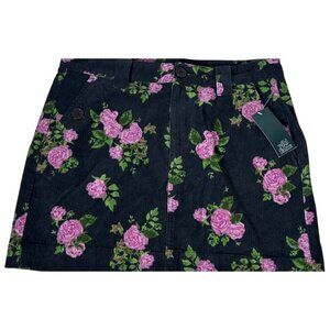 NWT Wild Fable Mini Skirt Corduroy Floral Womens S Dark Cottage Whimsigoth Pink